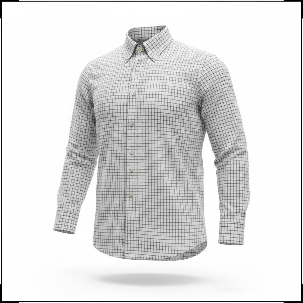 Brooks Brothers Dress Shirt Men 17-34 White Blue Tattersall Check Non-Iron